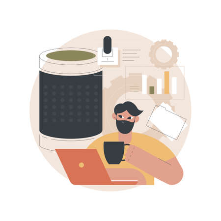 Smart speaker office controller abstract concept vector illustration.のイラスト素材