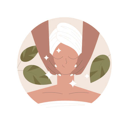 Facial massage abstract concept vector illustration.のイラスト素材