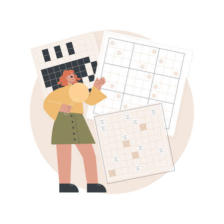 Do a crossword and sudoku abstract concept vector illustration.のイラスト素材