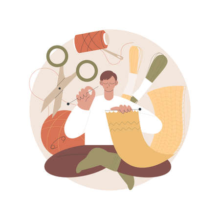 Learn how to knit abstract concept vector illustration.のイラスト素材
