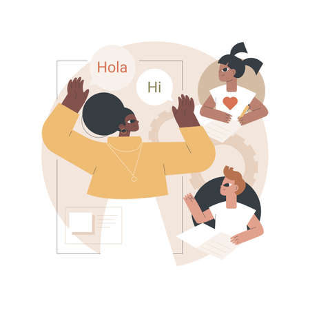 Language learning camp abstract concept vector illustration.のイラスト素材