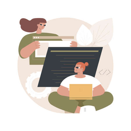 Computer programming camp abstract concept vector illustration.のイラスト素材