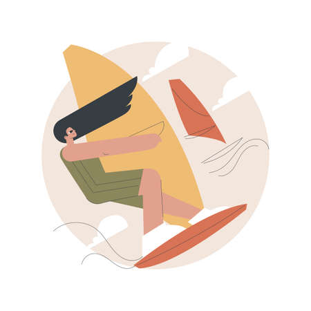 Windsurfing abstract concept vector illustration.のイラスト素材