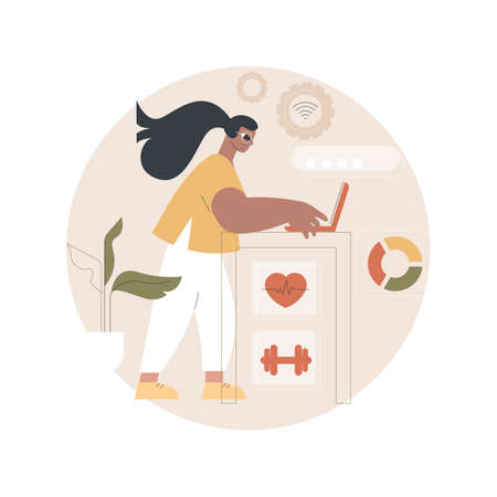 Health-focused IOT desks abstract concept vector illustration.のイラスト素材