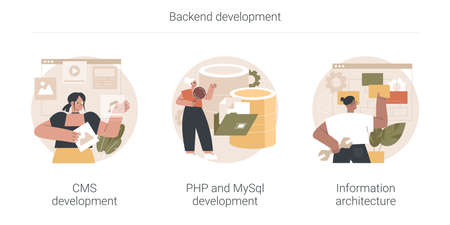 Backend development abstract concept vector illustrations.のイラスト素材