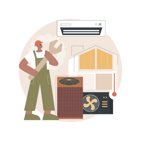 Air conditioning and refrigeration services abstract concept vector illustration.のイラスト素材