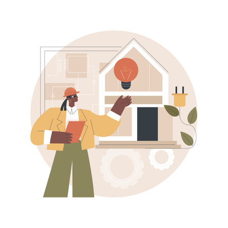 Residential electrical construction abstract concept vector illustration.のイラスト素材