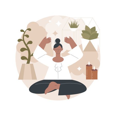 Office meditation booth abstract concept vector illustration.のイラスト素材