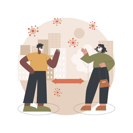 Social distancing abstract concept vector illustration.のイラスト素材