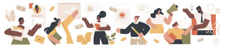 Marketing, PR and SMM vector elements setのイラスト素材