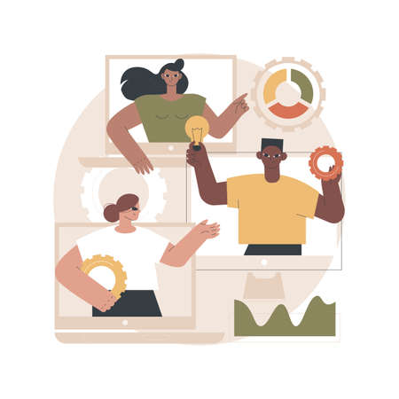 Online tech talks abstract concept vector illustration.のイラスト素材