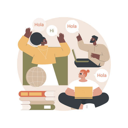 Foreign language workshop abstract concept vector illustration.のイラスト素材