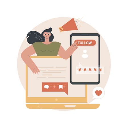 Follow us abstract concept vector illustration.のイラスト素材