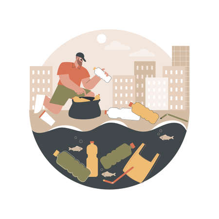 Coastal pollution abstract concept vector illustration.のイラスト素材