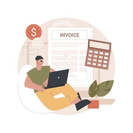 E-invoicing abstract concept vector illustration.のイラスト素材