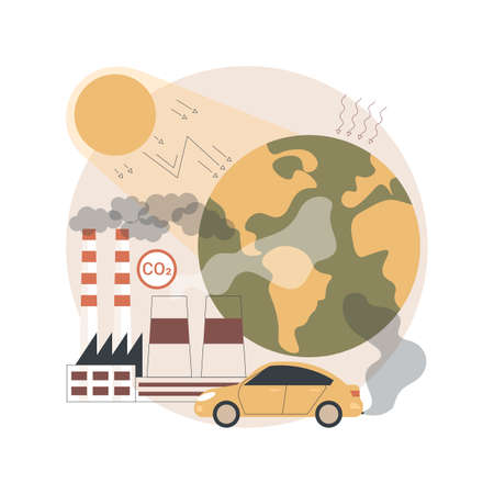 Greenhouse gas emissions abstract concept vector illustration.のイラスト素材
