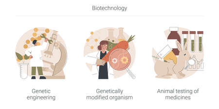 Biotechnology abstract concept vector illustrations.のイラスト素材