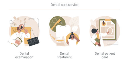 Dental care service abstract concept vector illustrations.のイラスト素材