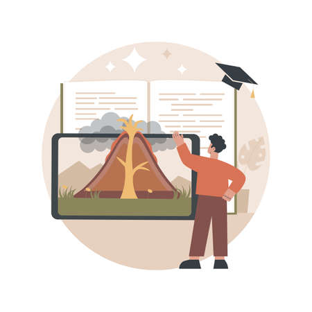 Augmented reality book abstract concept vector illustration.のイラスト素材