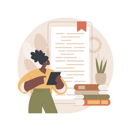 Digital reading abstract concept vector illustration.のイラスト素材