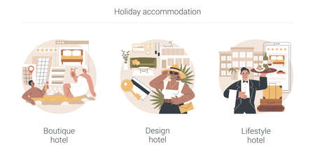 Holiday accommodation abstract concept vector illustrations.のイラスト素材