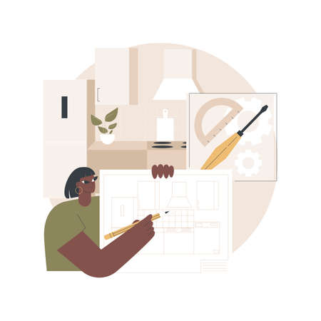 Custom made kitchens abstract concept vector illustration.のイラスト素材