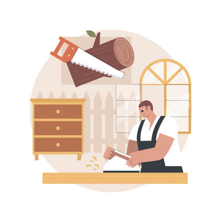 Carpenter services abstract concept vector illustration.のイラスト素材
