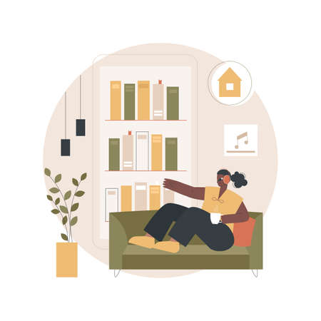 Listen to audiobooks abstract concept vector illustration.のイラスト素材