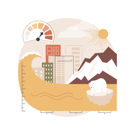 Sea level rise abstract concept vector illustration.のイラスト素材