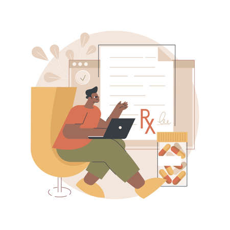 Online prescription system abstract concept vector illustration.のイラスト素材