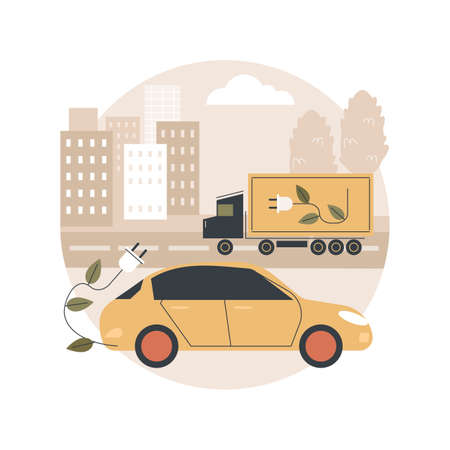 Electric vehicle use abstract concept vector illustration.のイラスト素材