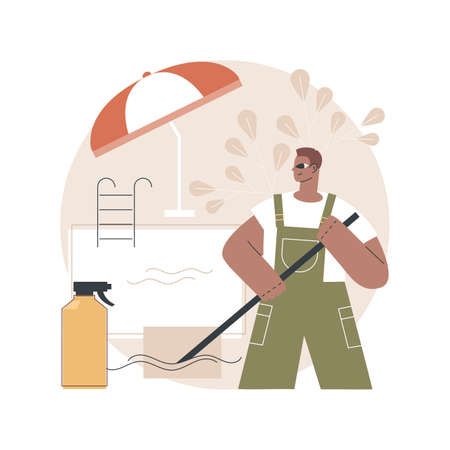 Pool and outdoor cleaning abstract concept vector illustration.のイラスト素材