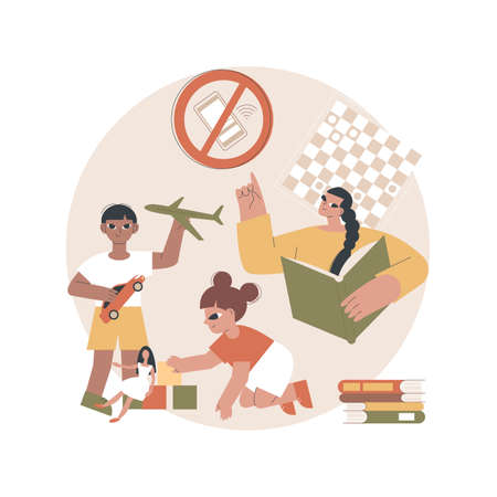 Low tech parenting abstract concept vector illustration.のイラスト素材