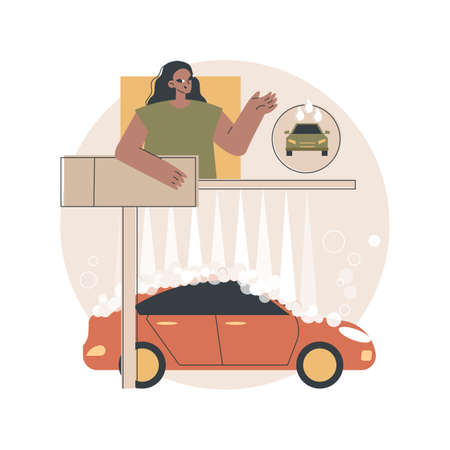 Car wash service abstract concept vector illustration.のイラスト素材