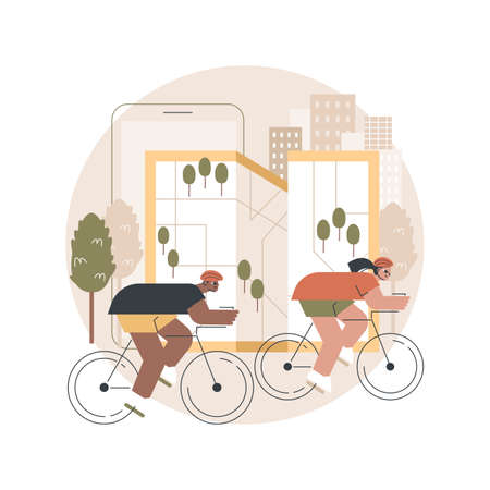 Bike paths network abstract concept vector illustration.のイラスト素材