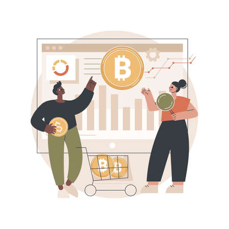 Cryptocurrency market abstract concept vector illustration.のイラスト素材