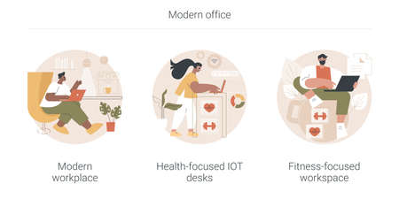 Modern office abstract concept vector illustrations.のイラスト素材