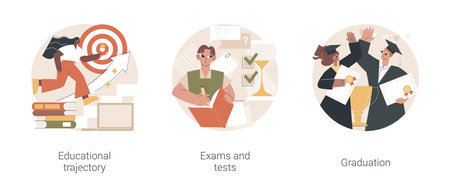 Getting an academic degree abstract concept vector illustrations.のイラスト素材