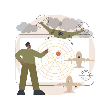 Military drone abstract concept vector illustration.のイラスト素材