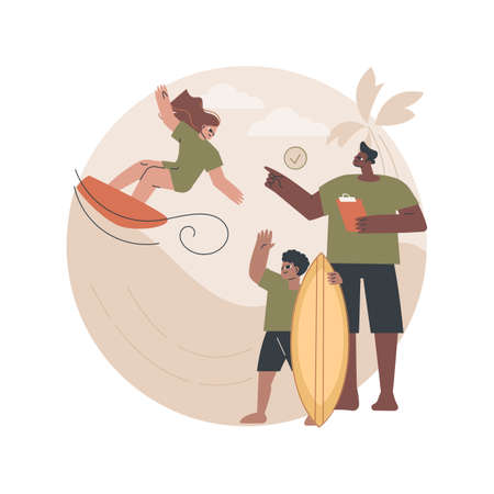 Surfing school abstract concept vector illustration.のイラスト素材