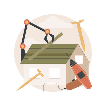 Automated construction equipment abstract concept vector illustration.のイラスト素材