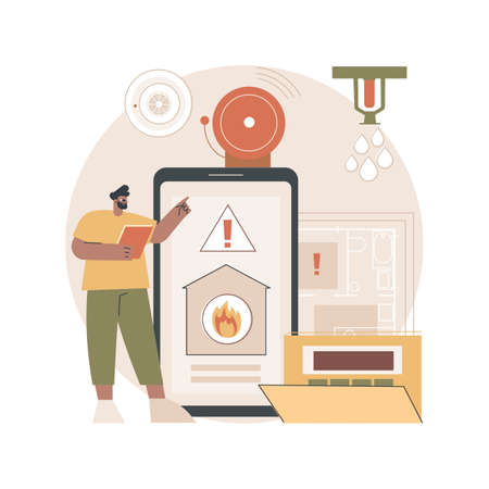 Fire alarm system abstract concept vector illustration.のイラスト素材