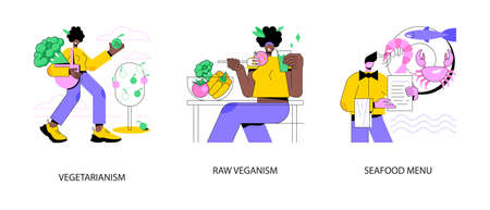 Organic food diet abstract concept vector illustrations.