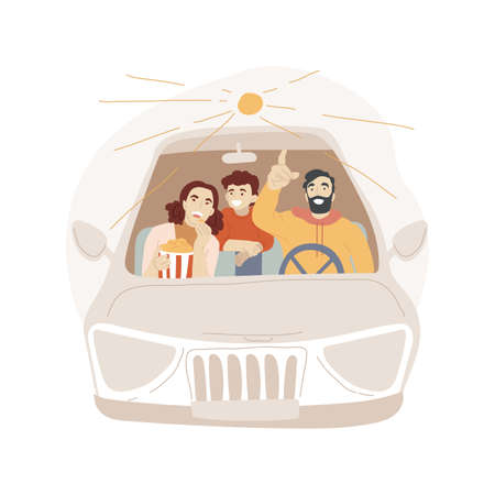 Drive-in cinema isolated cartoon vector illustrations.のイラスト素材