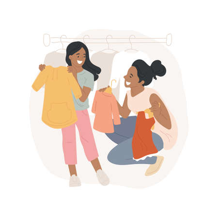 Buying kids clothes isolated cartoon vector illustrations.のイラスト素材