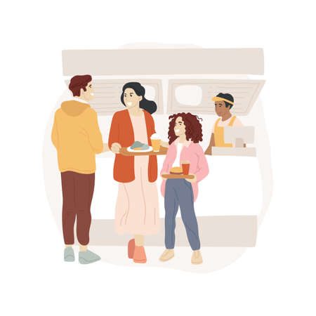 Food court lineup isolated cartoon vector illustrations.のイラスト素材
