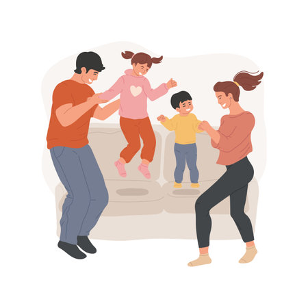 Family fun isolated cartoon vector illustrations.のイラスト素材