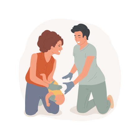 Choking first aid isolated cartoon vector illustrations.のイラスト素材