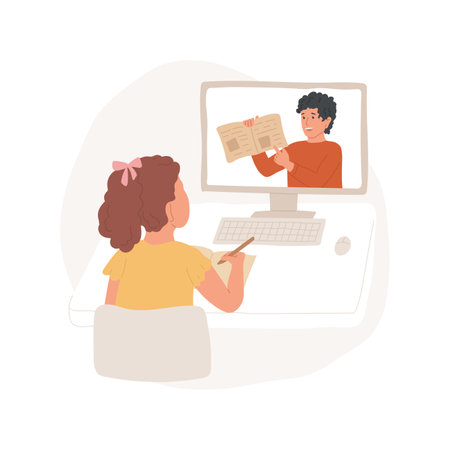 Online tutoring isolated cartoon vector illustrations.のイラスト素材