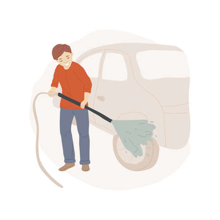 Car washing isolated cartoon vector illustrations.のイラスト素材